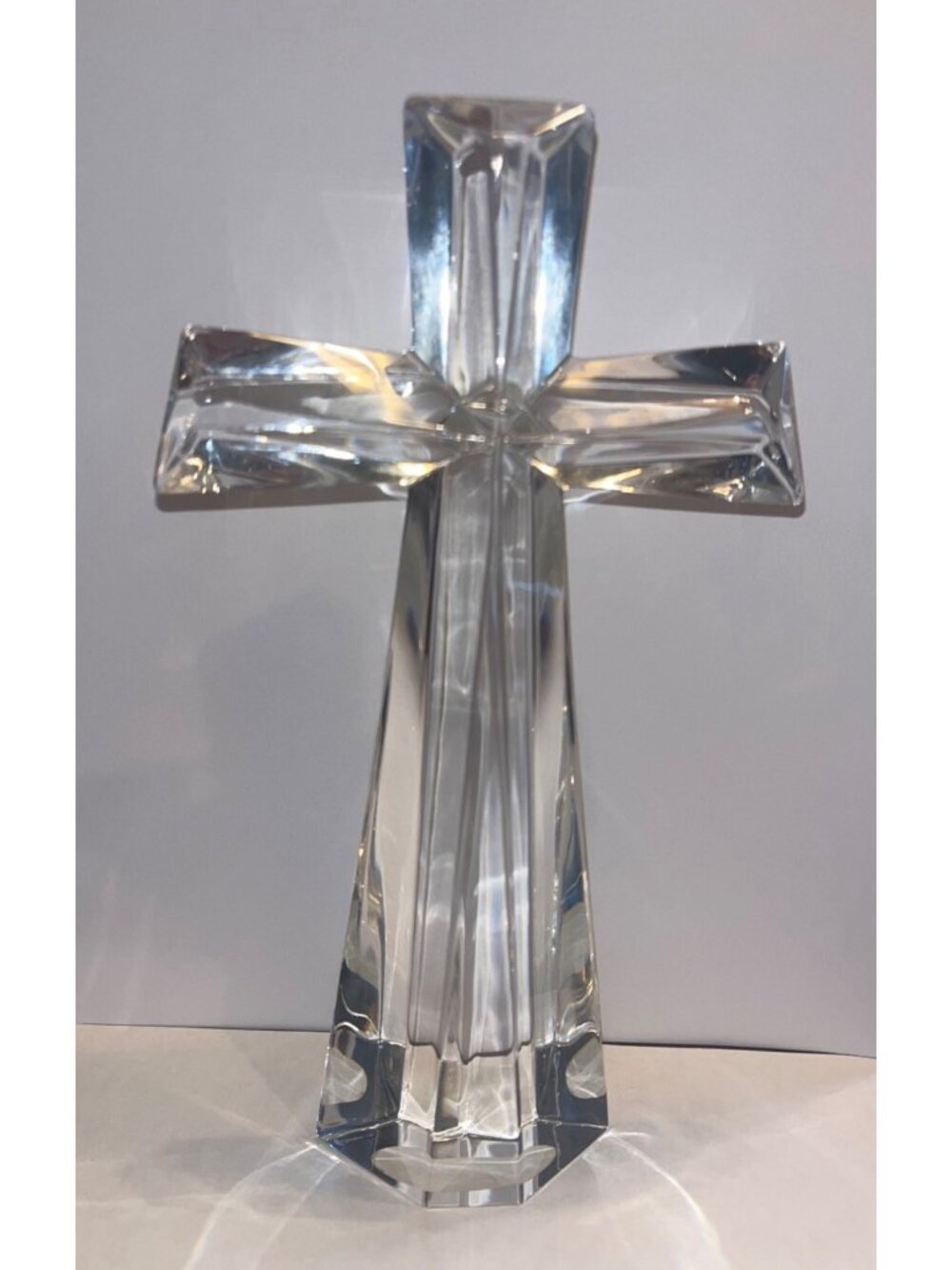 24% Lead Crystal Bohemian Teleflora Cross Figurine Made In Czech Republic